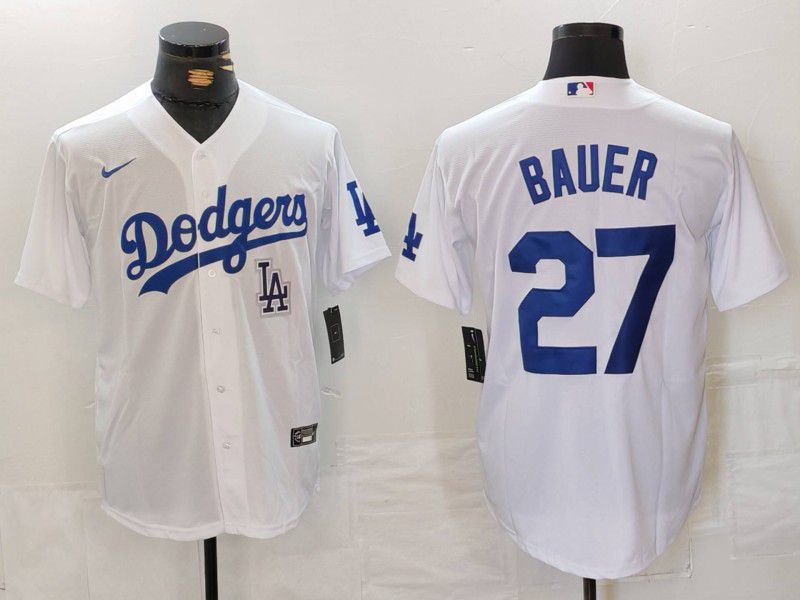 Men Los Angeles Dodgers #27 Bauer White Game 2024 Nike MLB Jersey style 7134->los angeles dodgers->MLB Jersey